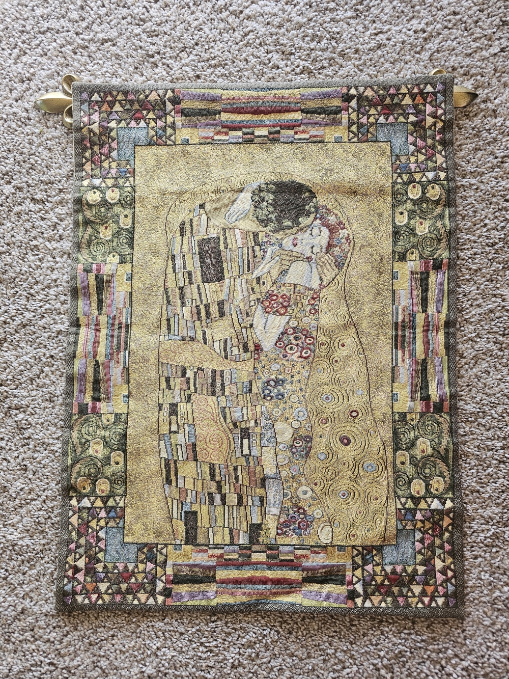 Gustav Klimt- The Kiss Gold Tapestry Wall Hanging